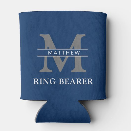 Gepersonaliseerd monogram initiaal & naam ringdrag blikjeskoeler (Achterkant)