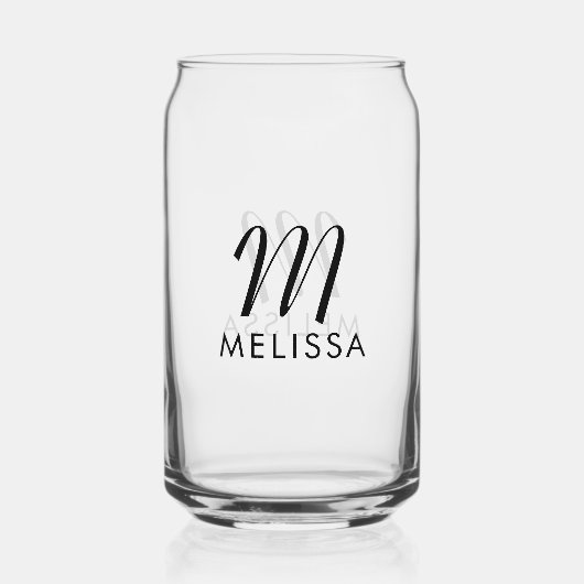 Gepersonaliseerd Monogram Initiaal & Naam Script M Blikvorm Glas (Voorkant)