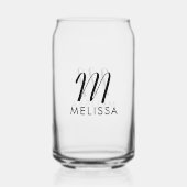 Gepersonaliseerd Monogram Initiaal & Naam Script M Blikvorm Glas (Achterkant)