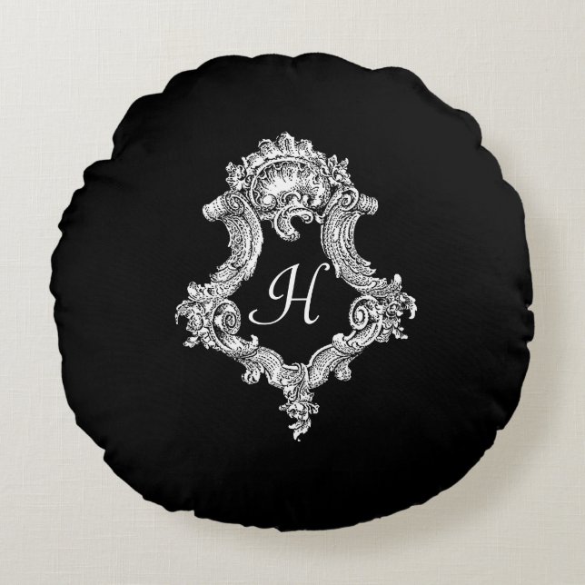 Gepersonaliseerd monogram Initiaal Rond Kussen (Voorkant)