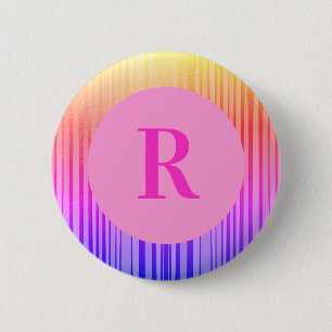 Gepersonaliseerd monogram Initiaal roze ombre Ronde Button 5,7 Cm