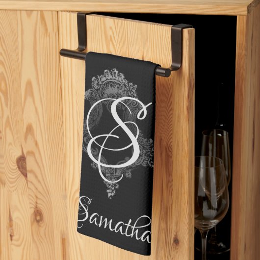 Gepersonaliseerd monogram Initiaal Theedoek (Derde Gevouwen)