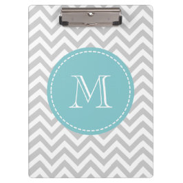 Gepersonaliseerd monogram klembord met grijs chevr