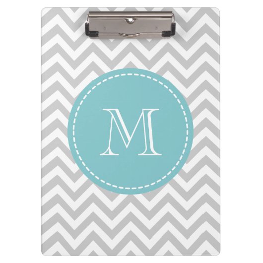 Gepersonaliseerd monogram klembord met grijs chevr (Voorkant)