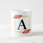Gepersonaliseerd monogram letter A met gouden lijs Extra Grote Beker (Voorkant)