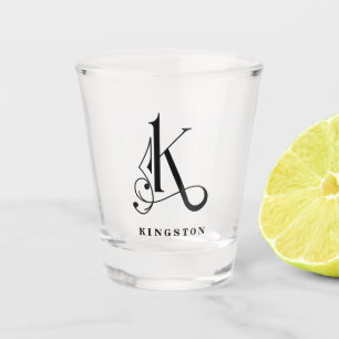 Gepersonaliseerd Monogram Letter K met Achternaam Shot Glas