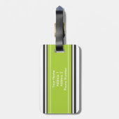 Gepersonaliseerd monogram Limoen Black Stripes Pat Bagagelabel (Achterkant verticaal)