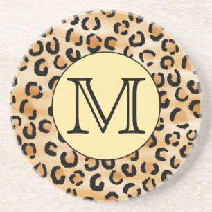 Gepersonaliseerd monogram luipspatroon afdrukken. zandsteen onderzetter