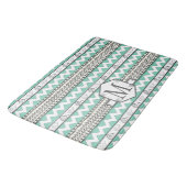 Gepersonaliseerd Monogram Mint Aztec bloemenpatroo Badmat (Gekanteld)