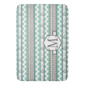 Gepersonaliseerd Monogram Mint Aztec bloemenpatroo Badmat (Voorkant Verticaal)