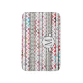 Gepersonaliseerd Monogram Mint Aztec bloemenpatroo Badmat (Voorkant Verticaal)