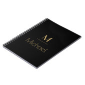 Gepersonaliseerd monogram | Naam zwart en goud Notitieboek (Linkerzijde)