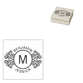 Gepersonaliseerd monogram + Namen Decoratief Aange Rubberstempel (Gestempeld)