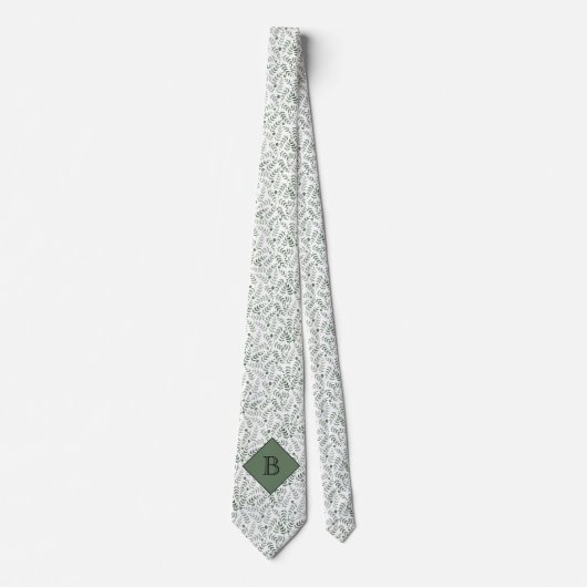 Gepersonaliseerd monogram Natuur Fern Leaf Pattern Stropdas (Voorkant)