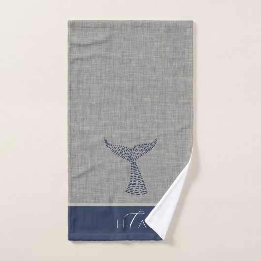 Gepersonaliseerd Monogram Nautical Whale Tail Line Bad Handdoek (Handdoek)