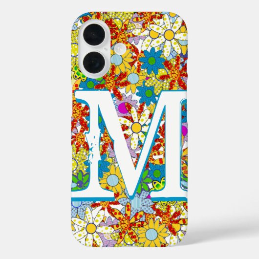 Gepersonaliseerd monogram of naam Floral Patroon Case-Mate iPhone Case (Achterkant)