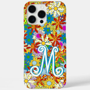 Gepersonaliseerd monogram of naam Floral Patroon iPhone 16 Pro Max Hoesje