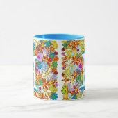 Gepersonaliseerd monogram of naam Floral Patroon Mok (Midden)