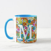 Gepersonaliseerd monogram of naam Floral Patroon Mok (Links)