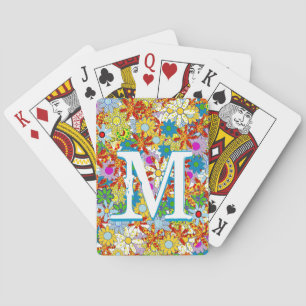 Gepersonaliseerd monogram of naam Floral Patroon Speelkaarten