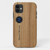 Gepersonaliseerd Monogram op nep hout Case-Mate iPhone Case (Achterkant)