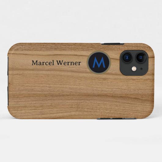 Gepersonaliseerd Monogram op nep hout Case-Mate iPhone Case (Achterkant (horizontaal))