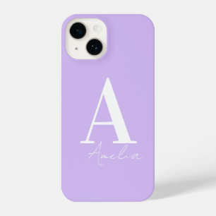 Gepersonaliseerd Monogram Paarse Lila iPhone 14 Hoesje