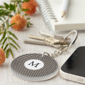 Gepersonaliseerd monogram poka Dots Pattern in Bro Sleutelhanger (Voorkant Rechts)