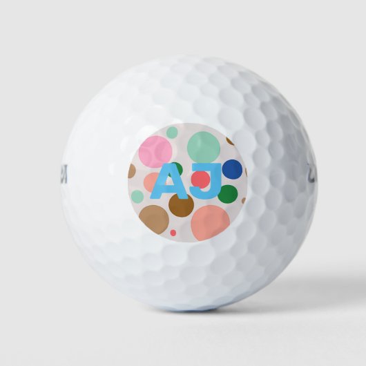 Gepersonaliseerd monogram polka dot patroon golfballen (Voorkant)