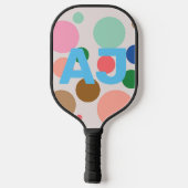 Gepersonaliseerd monogram polka dot patroon pickleball paddle (Achterkant)