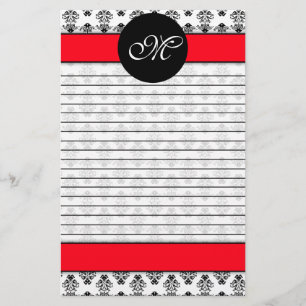 Gepersonaliseerd monogram rood en wit door Damask Briefpapier