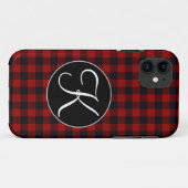 Gepersonaliseerd monogram rood en zwart buffel Case-Mate iPhone case (Achterkant (horizontaal))