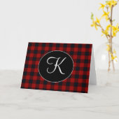 Gepersonaliseerd monogram rood en zwart buffel kaart (Gele Bloem)
