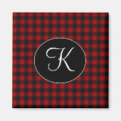 Gepersonaliseerd monogram rood en zwart buffel magneet (Voorkant)