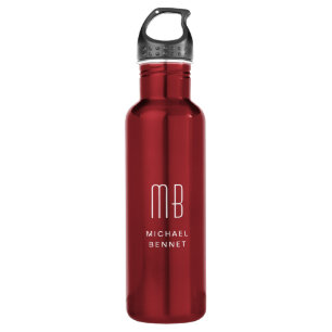 Gepersonaliseerd Monogram Rood Waterfles