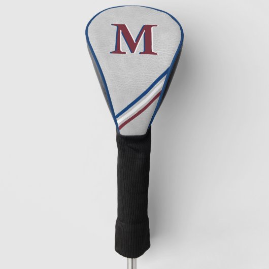 Gepersonaliseerd Monogram Rood Wit Blauw Strepen Golfheadcover (Voorkant)