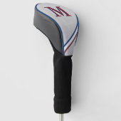 Gepersonaliseerd Monogram Rood Wit Blauw Strepen Golfheadcover (Schuin)