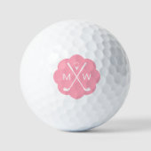 Gepersonaliseerd monogram roze golfballen (Voorkant)