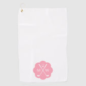 Gepersonaliseerd monogram roze golfhanddoek (Voorkant)