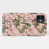 Gepersonaliseerd monogram roze parrot Case-Mate iPhone case (Achterkant (horizontaal))