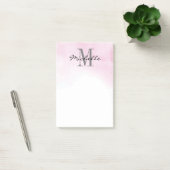 Gepersonaliseerd Monogram Roze Waterverf | Modern Post-it® Notes (Kantoor)