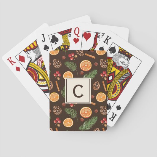 Gepersonaliseerd monogram rustiek botanisch pokerkaarten (Achterkant)