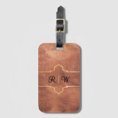 Gepersonaliseerd monogram rustiek koper bagagelabel (Voorkant (verticaal))