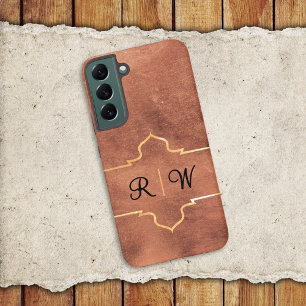 Gepersonaliseerd monogram rustiek koper samsung galaxy hoesje