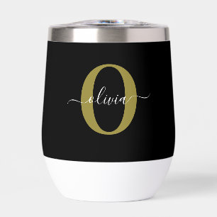 Gepersonaliseerd monogram Script Name Black White