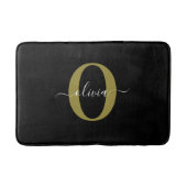 Gepersonaliseerd monogram Script Name Black White  Badmat (Voorkant)