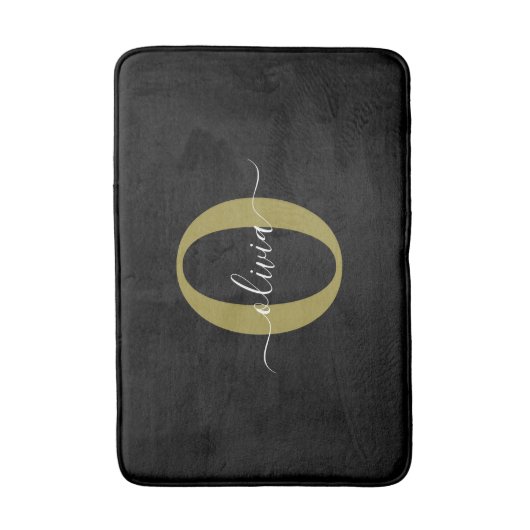 Gepersonaliseerd monogram Script Name Black White  Badmat (Voorkant Verticaal)