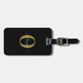 Gepersonaliseerd monogram Script Name Black White  Bagagelabel (Voorkant horizontaal)