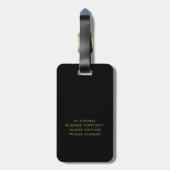 Gepersonaliseerd monogram Script Name Black White  Bagagelabel (Achterkant verticaal)