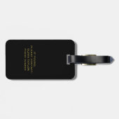 Gepersonaliseerd monogram Script Name Black White  Bagagelabel (Achterkant horizontaal)